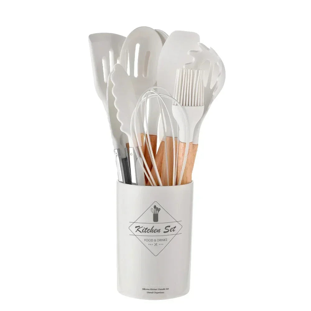 Kit 12 utensílios de silicone para cozinha