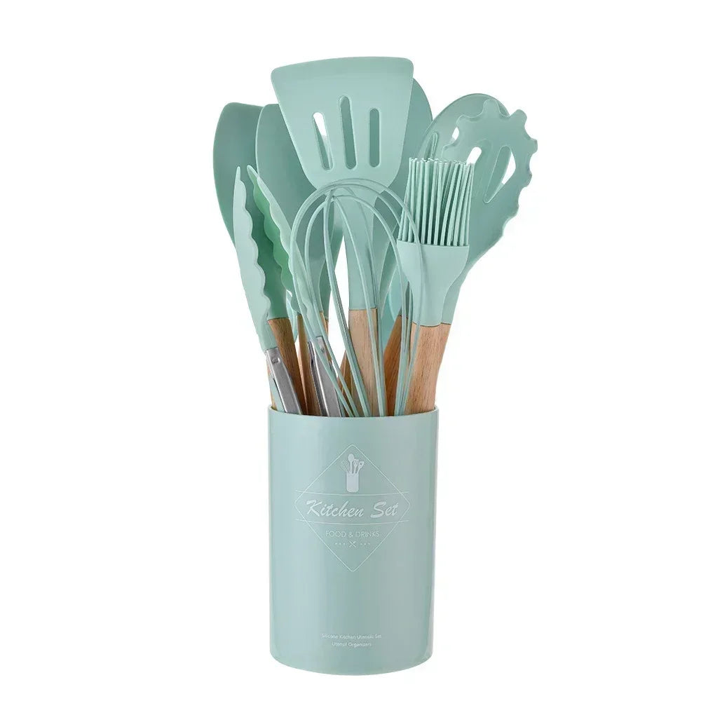 Kit 12 utensílios de silicone para cozinha
