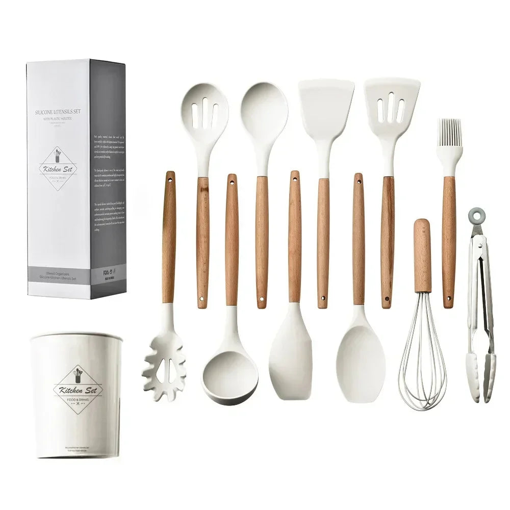 Kit 12 utensílios de silicone para cozinha