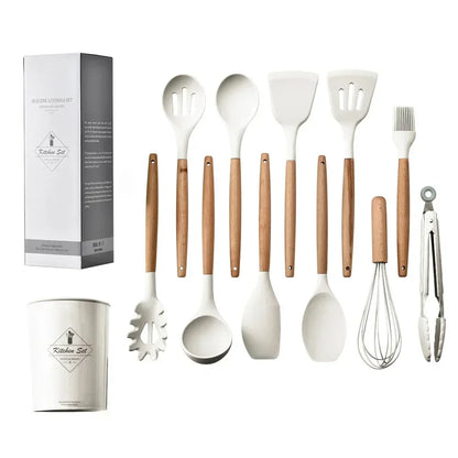 Kit 12 utensílios de silicone para cozinha